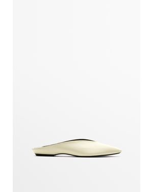 MASSIMO DUTTI Soft Leather Mule Shoe - Natural