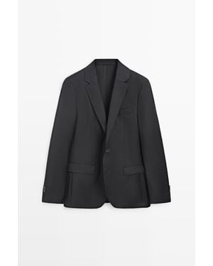 MASSIMO DUTTI 100% Wollen Kostuumblazer - Zwart