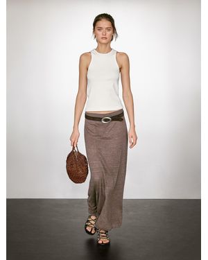 MASSIMO DUTTI 100% Linen Long Flounce Skirt | Lyst UK