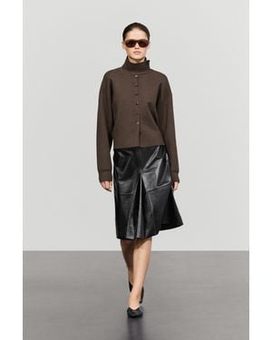MASSIMO DUTTI Short Nappa Leather Skirt - Black