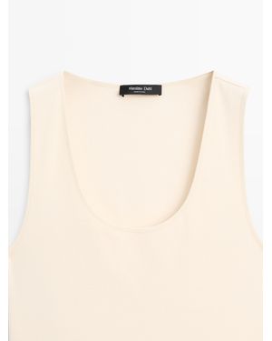 MASSIMO DUTTI Cotton Blend Poplin Combined Dress - White