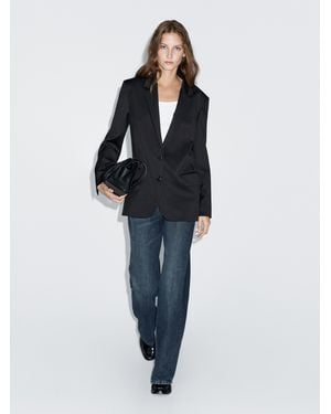 MASSIMO DUTTI 100% Extra Fine Two-Button Blazer - Blue