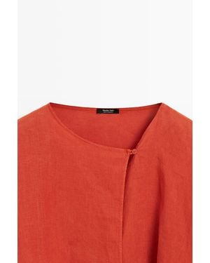 MASSIMO DUTTI 100% Linen Flowing Wrap Blouse - Red