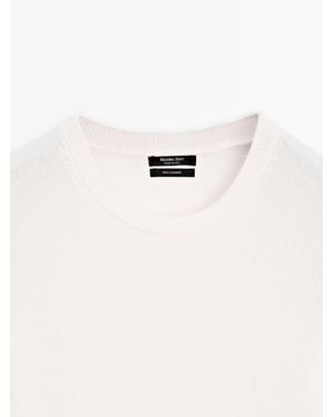 MASSIMO DUTTI 100% Cashmere Long Sleeve Jumper - Natural