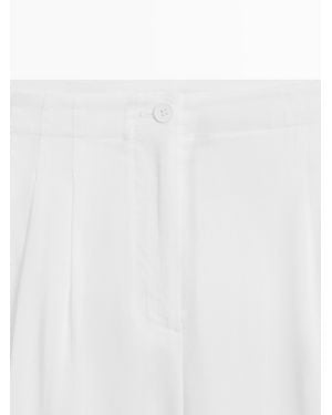 MASSIMO DUTTI Flowing Linen Blend Trousers - White