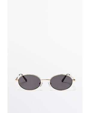 MASSIMO DUTTI Metallic Oval Sunglasses - Green