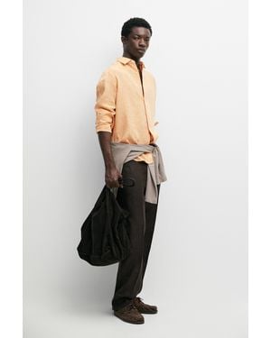 MASSIMO DUTTI 100% Linen Regular Fit Shirt - Natural