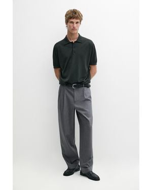 MASSIMO DUTTI Relaxed Fit Cool Wool Darted Trousers - Grey