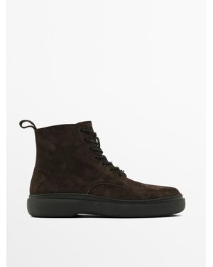 MASSIMO DUTTI Splitsuède Laars - Zwart