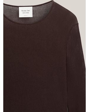 MASSIMO DUTTI Long Sleeve Sheer Silk Top - Brown