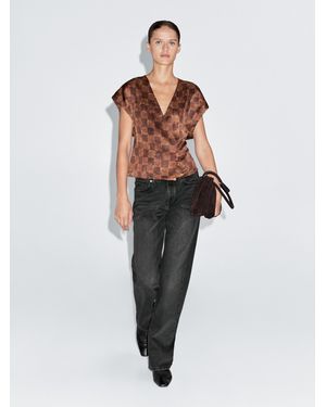 MASSIMO DUTTI Satin Wrap Top - Metallic
