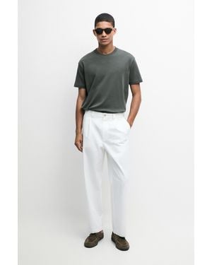 MASSIMO DUTTI 100% Cotton Short Sleeve T-Shirt - Grey