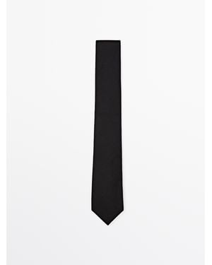 MASSIMO DUTTI Cotton And Silk Blend Twill Tie - White
