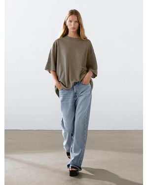 MASSIMO DUTTI Kurzarmpullover - Grün