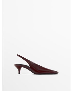MASSIMO DUTTI High-Heel Slingback Shoes - Red