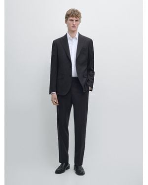 MASSIMO DUTTI Wool Suit Blazer - Blue