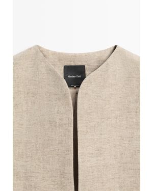 MASSIMO DUTTI Mottled Detail Bomber Jacket - Natural