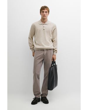 MASSIMO DUTTI Wool Cashmere Blend Polo Jumper - Natural