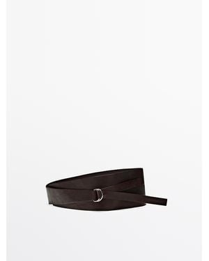 MASSIMO DUTTI Cinturón Fajín Detalle Hebilla Piel Napa - Blanco