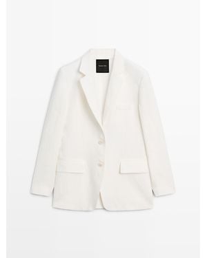 MASSIMO DUTTI Linnen Kostuumblazer - Wit