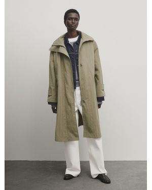 MASSIMO DUTTI Long High Neck Parka With Hood And Belt - Multicolour