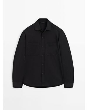 MASSIMO DUTTI Hemdjacke Leicht 100% Baumwolle - Blau