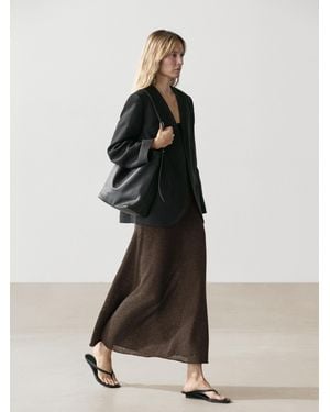 MASSIMO DUTTI Long Cotton Blend Knit Skirt - Multicolor