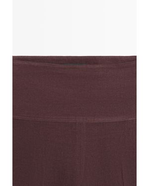 MASSIMO DUTTI 100% Linen Mid-Waist Flare Pants - Purple