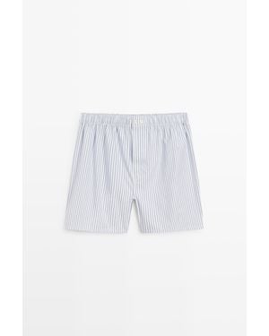 MASSIMO DUTTI 100% Cotton Striped Boxers - White