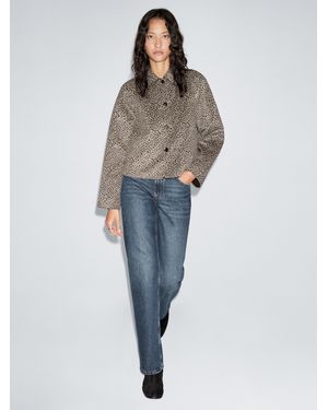 MASSIMO DUTTI Short Wool Blend Animal Print Coat - Brown