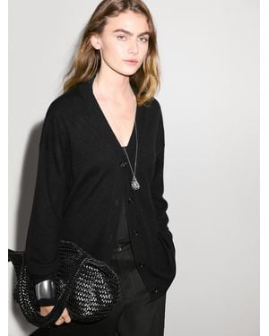 MASSIMO DUTTI Oversize-Cardigan Aus 100 Kaschmir Mit V-Ausschnitt - Schwarz