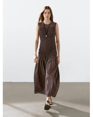 【Massimo Dutti】Long camisole dress with sheer detail Contrast lace-trimmed midi dress · Cream · Smart / Dresses