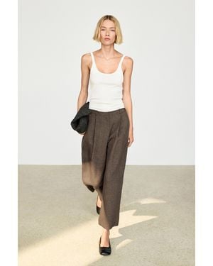 MASSIMO DUTTI Linen Melange Darted Pants - Brown