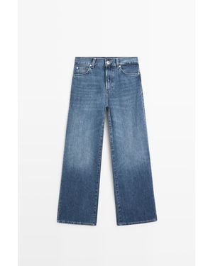 MASSIMO DUTTI Jeans Met Hoge Taille En Wide Leg - Blauw