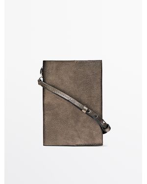 MASSIMO DUTTI Nappa Leather Passport Cover - Metallic