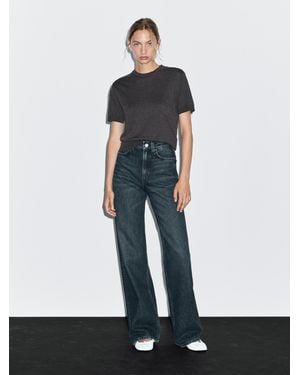MASSIMO DUTTI Jeans Wide Leg Tiro Alto - Azul