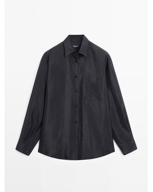 MASSIMO DUTTI Soepelvallende Technische Blouse - Blauw