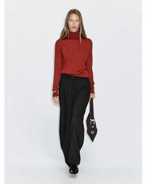 MASSIMO DUTTI Rollkragenpullover Mit Wollanteil - Rot