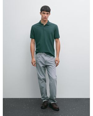 MASSIMO DUTTI Polo Micro-Texture En Piqué De Coton - Vert
