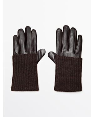 MASSIMO DUTTI Handschuhe Aus Nappaleder Kombiniert Mit Strick - Schwarz
