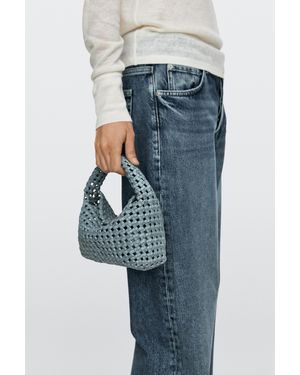 MASSIMO DUTTI Braided Leather Mini Bag - Blue