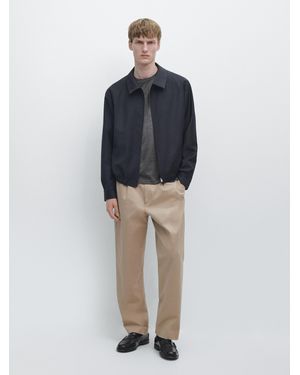 MASSIMO DUTTI Cazadora Pata De Gallo 100% Lana - Azul