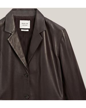 MASSIMO DUTTI Nappa Leather Blazer With Pocket Details - Black