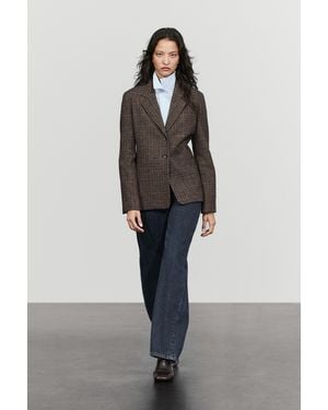 MASSIMO DUTTI Americana A Quadri 100% Lana - Marrone