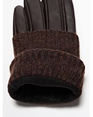 MASSIMO DUTTI Guantes Piel Napa Combinado Punto - Negro