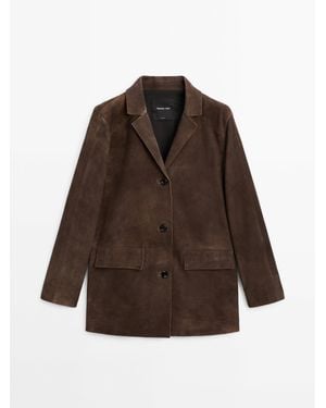 MASSIMO DUTTI Blazer Aus Wildleder Mit Taschen - Braun