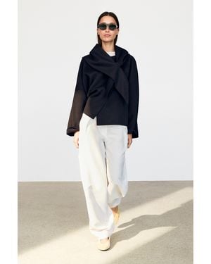 MASSIMO DUTTI Short Coat With Scarf Detail - Black