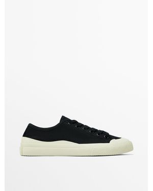 MASSIMO DUTTI Rubberised Canvas Trainers - White