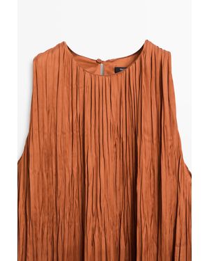 MASSIMO DUTTI Long Pleated Halter Neck Dress - Brown