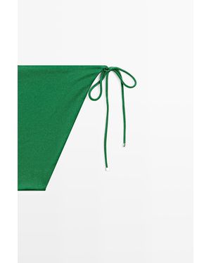 MASSIMO DUTTI Shiny Bikini Bottoms With Bow - Green
